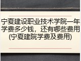 宁夏建设职业技术学院一年学费多少钱，还有哪些费用(宁夏建院学费及费用)