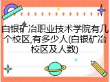 白银矿冶职业技术学院有几个校区,有多少人(白银矿冶校区及人数)