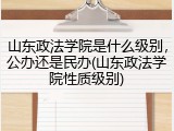 山东政法学院是什么级别，公办还是民办(山东政法学院性质级别)