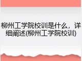 柳州工学院校训是什么，详细阐述(柳州工学院校训)