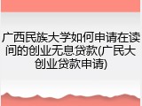 广西民族大学如何申请在读间的创业无息贷款(广民大创业贷款申请)