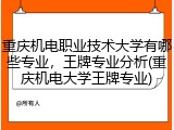 重庆机电职业技术大学有哪些专业，王牌专业分析(重庆机电大学王牌专业)