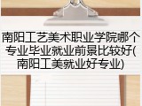 南阳工艺美术职业学院哪个专业毕业就业前景比较好(南阳工美就业好专业)