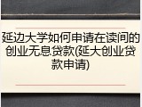 延边大学如何申请在读间的创业无息贷款(延大创业贷款申请)
