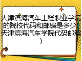 天津滨海汽车工程职业学院的院校代码和邮编是多少(天津滨海汽车学院代码邮编)