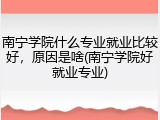 南宁学院什么专业就业比较好，原因是啥(南宁学院好就业专业)