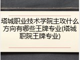 塔城职业技术学院主攻什么方向有哪些王牌专业(塔城职院王牌专业)