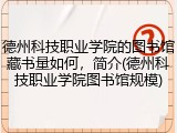 德州科技职业学院的图书馆藏书量如何，简介(德州科技职业学院图书馆规模)