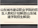 山东城市建设职业学院的招生人数和计划解读(山东城建学院招生解读)