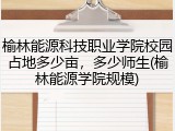 榆林能源科技职业学院校园占地多少亩，多少师生(榆林能源学院规模)
