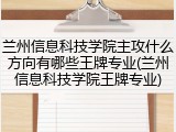 兰州信息科技学院主攻什么方向有哪些王牌专业(兰州信息科技学院王牌专业)