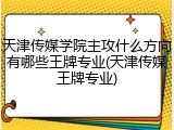 天津传媒学院主攻什么方向有哪些王牌专业(天津传媒王牌专业)