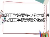 沈阳工学院要多少分才能进(沈阳工学院录取分数线)