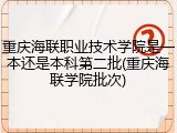 重庆海联职业技术学院是一本还是本科第二批(重庆海联学院批次)