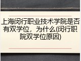 上海闵行职业技术学院是否有双学位，为什么(闵行职院双学位原因)