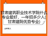 甘肃建筑职业技术学院什么专业最好，一年招多少人(甘肃建院优势专业)