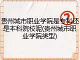 贵州城市职业学院是专科还是本科院校呢(贵州城市职业学院类型)