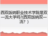 西双版纳职业技术学院是双一流大学吗?(西双版纳双一流？)