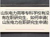 山东电力高等专科学校有没有在职研究生，如何申请(山东电力在职研究生申请)
