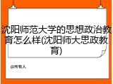 沈阳师范大学的思想政治教育怎么样(沈阳师大思政教育)