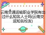 云南交通运输职业学院有出过什么知名人士吗(云南交运知名校友)