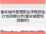 重庆城市管理职业学院招生计划详细分析(重庆城管校招解析)
