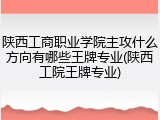 陕西工商职业学院主攻什么方向有哪些王牌专业(陕西工院王牌专业)