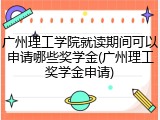 广州理工学院就读期间可以申请哪些奖学金(广州理工奖学金申请)