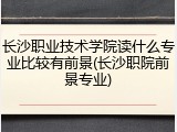 长沙职业技术学院读什么专业比较有前景(长沙职院前景专业)