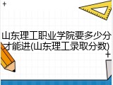 山东理工职业学院要多少分才能进(山东理工录取分数)