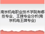 南京机电职业技术学院有哪些专业，王牌专业分析(南京机电王牌专业)
