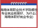 海南体育职业技术学院哪些专业就业前景好，为什么(海南体职好就业专业)