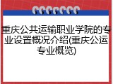 重庆公共运输职业学院的专业设置概况介绍(重庆公运专业概览)
