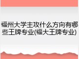福州大学主攻什么方向有哪些王牌专业(福大王牌专业)