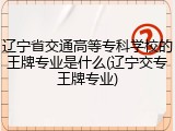 辽宁省交通高等专科学校的王牌专业是什么(辽宁交专王牌专业)