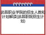 武昌职业学院的招生人数和计划解读(武昌职院招生计划)