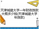 天津城建大学一年财政拨款大概多少钱(天津城建大学年拨款)
