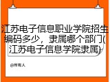 江苏电子信息职业学院招生编码多少，隶属哪个部门(江苏电子信息学院隶属)