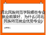 河北民族师范学院哪些专业就业前景好，为什么(河北民族师范就业优势专业)