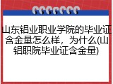 山东铝业职业学院的毕业证含金量怎么样，为什么(山铝职院毕业证含金量)