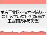 重庆工业职业技术学院毕业是什么学历有何优势(重庆工业职院学历优势)