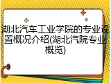 湖北汽车工业学院的专业设置概况介绍(湖北汽院专业概览)