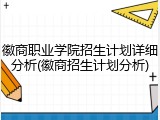 徽商职业学院招生计划详细分析(徽商招生计划分析)