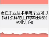 宿迁职业技术学院毕业可以找什么样的工作(宿迁职院就业方向)