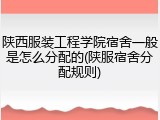 陕西服装工程学院宿舍一般是怎么分配的(陕服宿舍分配规则)