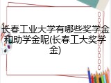 长春工业大学有哪些奖学金和助学金呢(长春工大奖学金)
