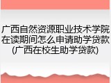 广西自然资源职业技术学院在读期间怎么申请助学贷款(广西在校生助学贷款)