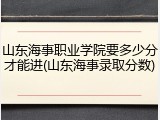 山东海事职业学院要多少分才能进(山东海事录取分数)