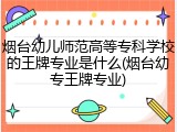 烟台幼儿师范高等专科学校的王牌专业是什么(烟台幼专王牌专业)