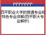 四平职业大学的普通专业和特色专业详解(四平职大专业解析)